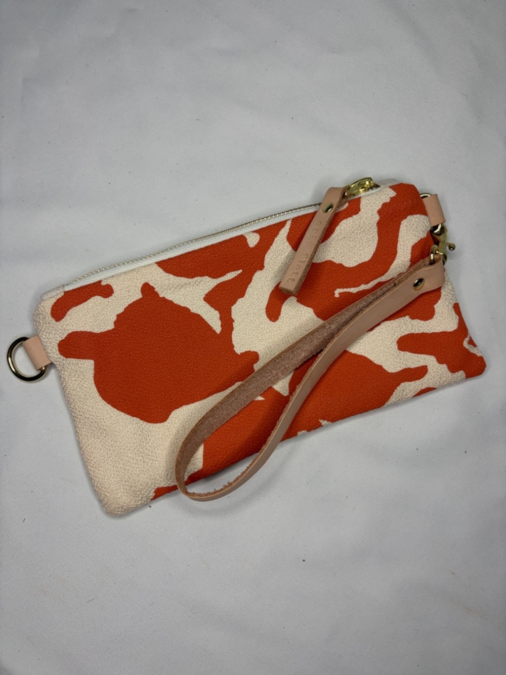 Erin Flett Handmade “Ellie” Wristlet Clutch - 8” Orange Vine
